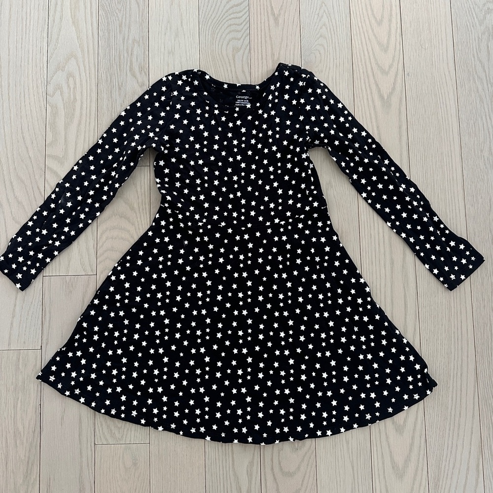 🌷Girls Starry Black and White Kids Dress (free with purchase of 3 items or more)